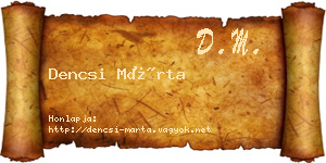 Dencsi Márta névjegykártya